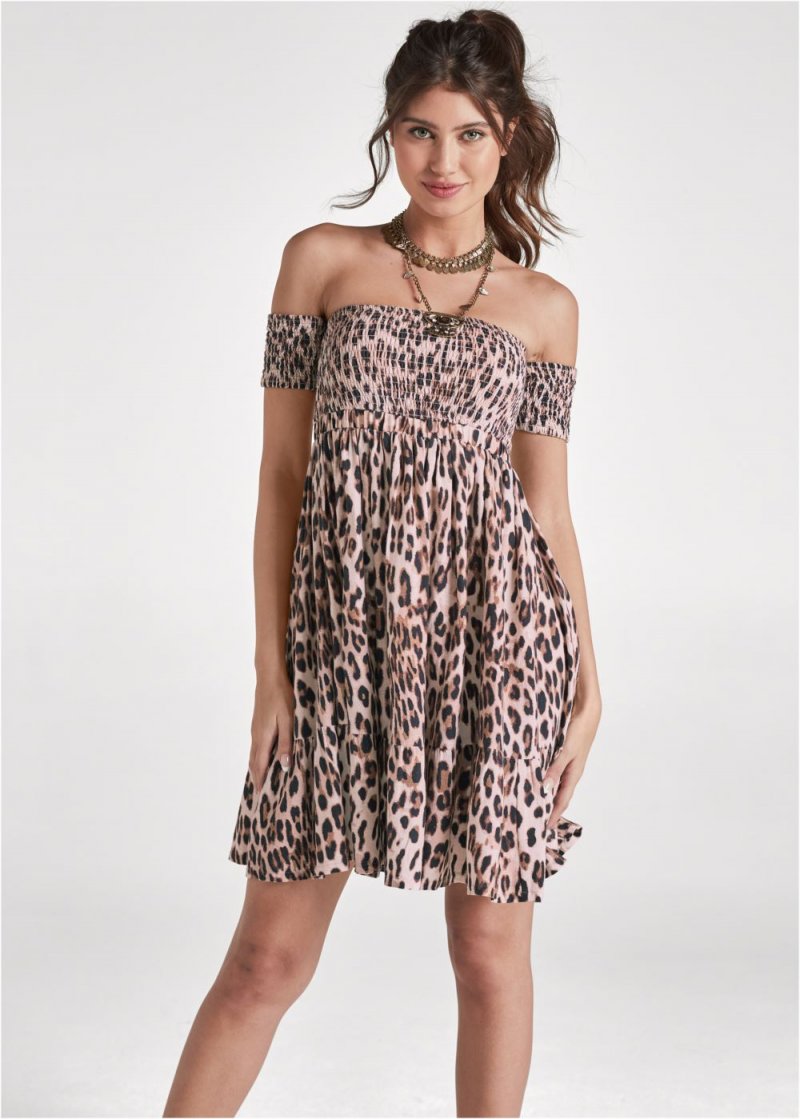 Venus Plus Size Sand Dune Cheetah Print Dress