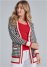 Venus Plus Size Houndstooth Print Cardigan With Color Block Stripes in Black & White