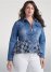 Venus Daisy Peplum Jean Jacket in Denim Blue