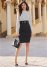 Venus Belted Pencil-Skirt Dress - White & Black