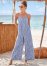 Venus Square Neck Printed Jumpsuit in Blue & White