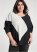 Venus Plus Size Color Block Oversized Top in Black & White