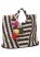 Venus Striped Straw Tote in Black & Natural