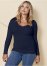 Venus Plus Size Ribbed V-Neck Top in Navy