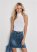 Venus Dark Wash JEAN SKIRT WITH FAUX PEARLS