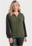 Venus Plus Size Faux-Leather Zip Sweatshirt in Olive & Black