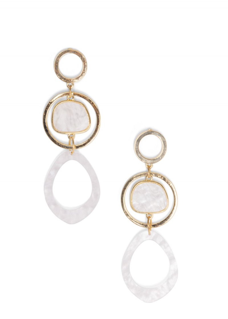 Venus Long Circle Earrings in Gold