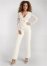 Venus Lace V-Neck Belted Jumpsuit in White