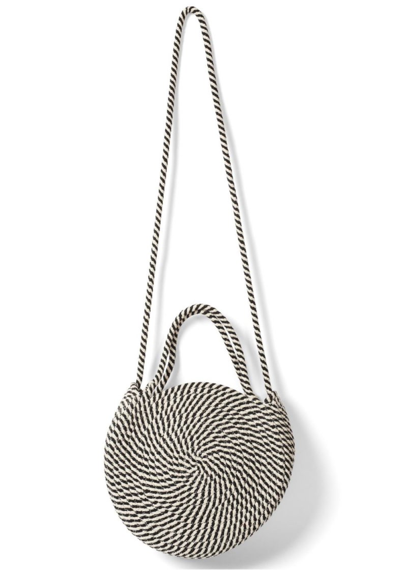 Venus Circular Woven Bag in Black Multi