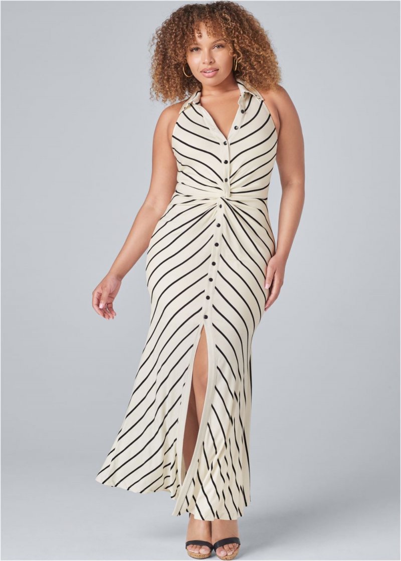 Venus Plus Size Knot Detail Maxi Dress