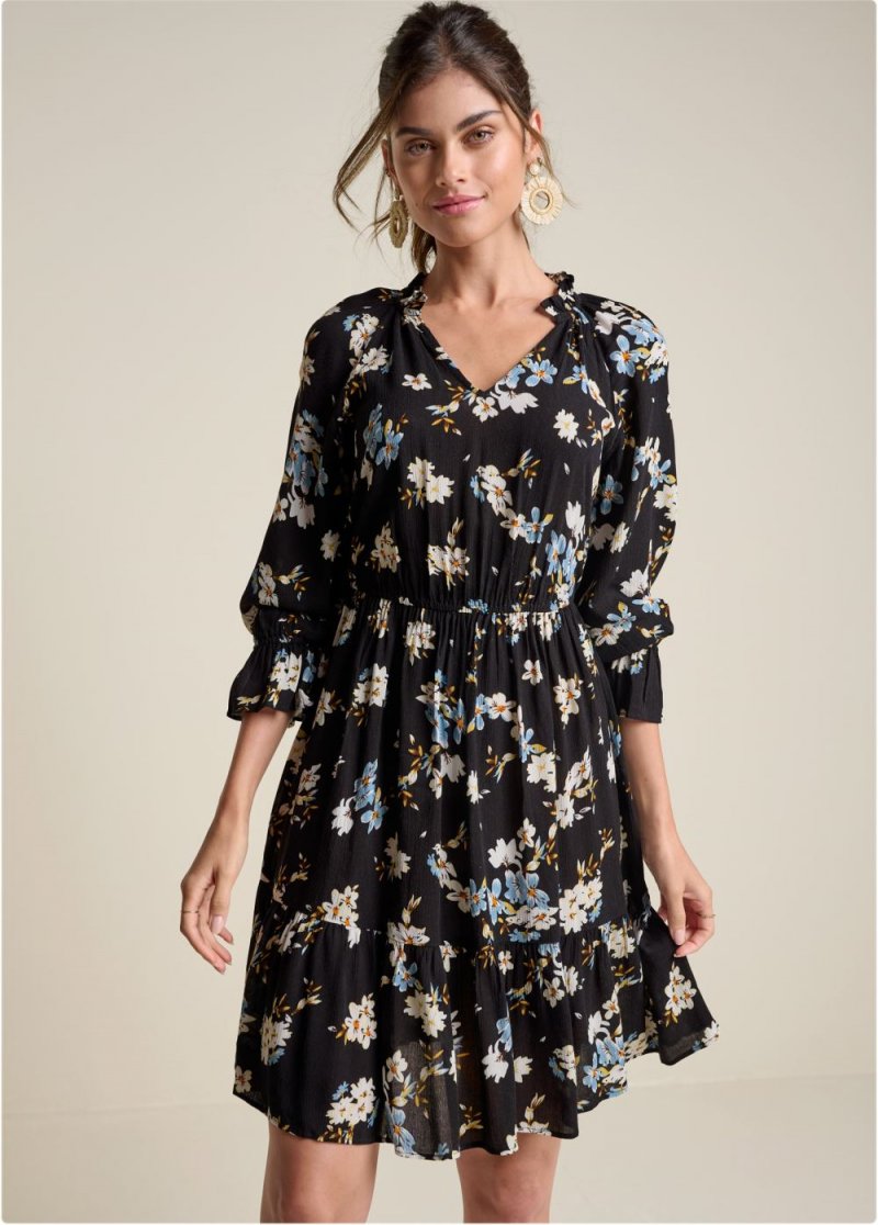 Venus Plus Size Dark Floral Dress