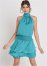 Venus High Neck Mini Dress - Aqua