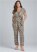 Venus Plus Size Tie-Front Python Jumpsuit in Taupe Multi