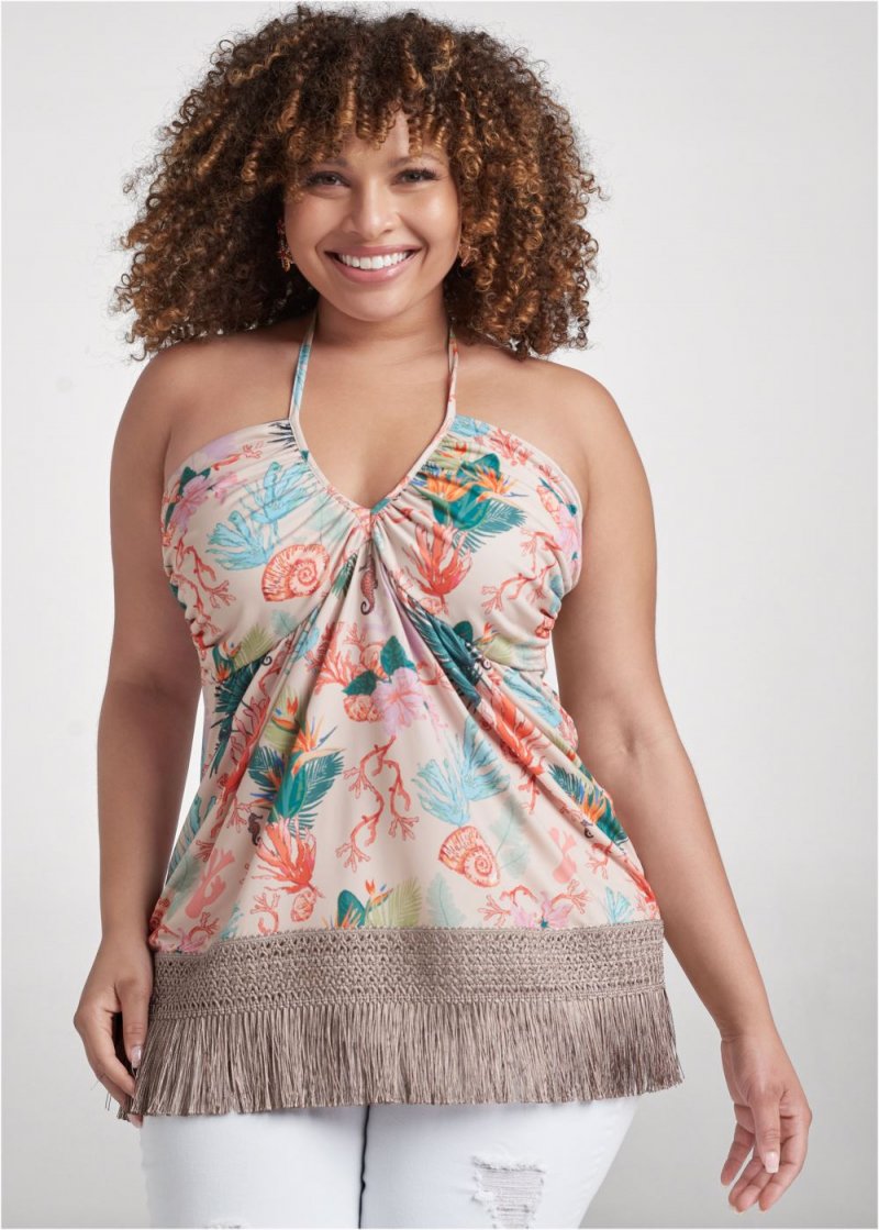 Venus Plus Size Under-The-Sea Print Halter Top