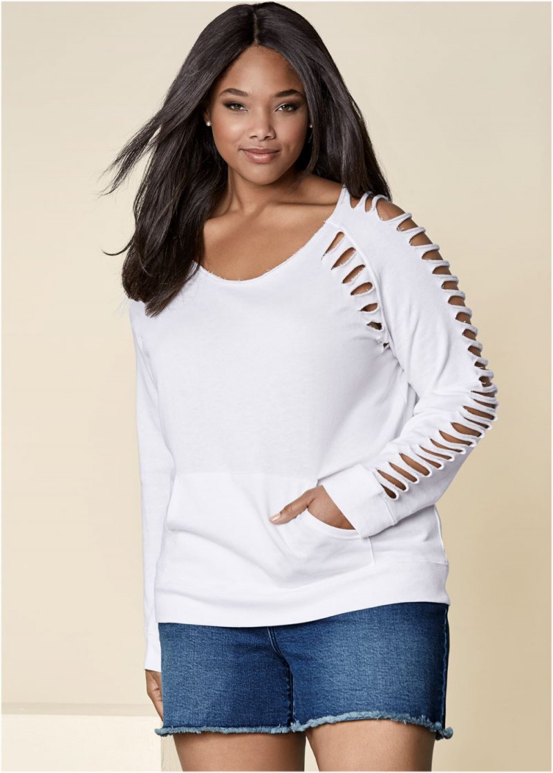 Venus White SLASH DETAIL SWEATSHIRT