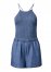 Venus Plus Size Smocked Chambray Romper in Medium Wash