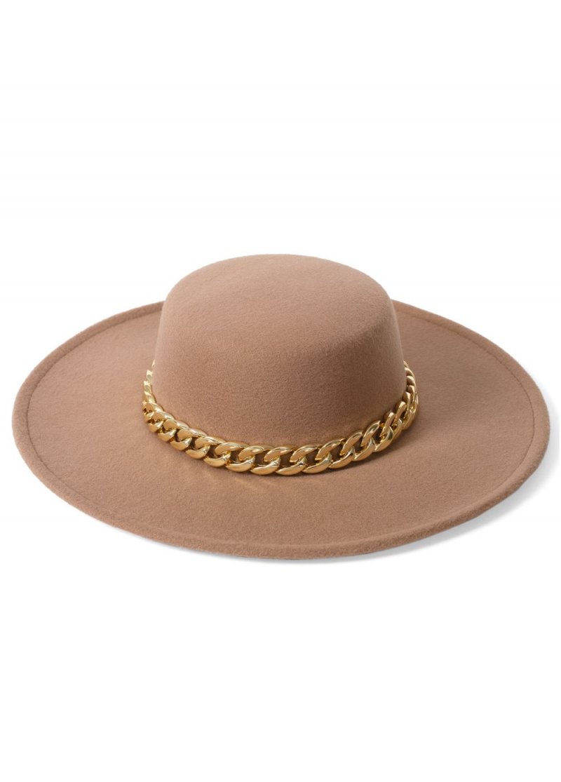 Venus Chain Detail Fedora in Light Brown