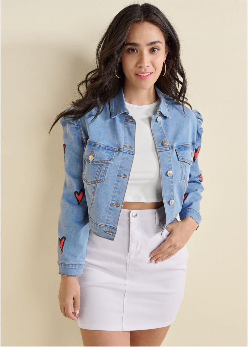 Venus Plus Size Denim Mini Skirt - White