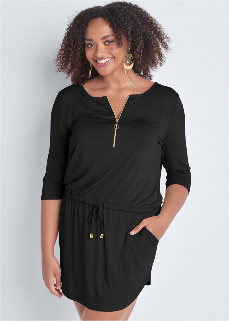 Venus Black ZIP DETAIL CASUAL DRESS