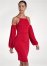 Venus Cold-Shoulder Ruched Dress - Red