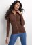 Venus Snap Front Collared Top in Brown