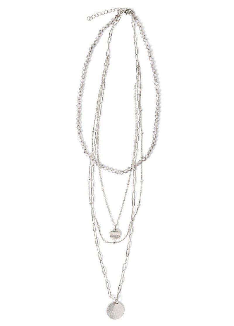 Venus Layered Paperclip Necklace in Silver