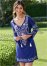 Venus Long Sleeve Cover-Up Dress in Ultramarine & White