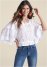 Venus Eyelet Bell Sleeve Top in White