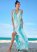 Venus Maxi Cover-Up Dress in Aqua Tie Dye
