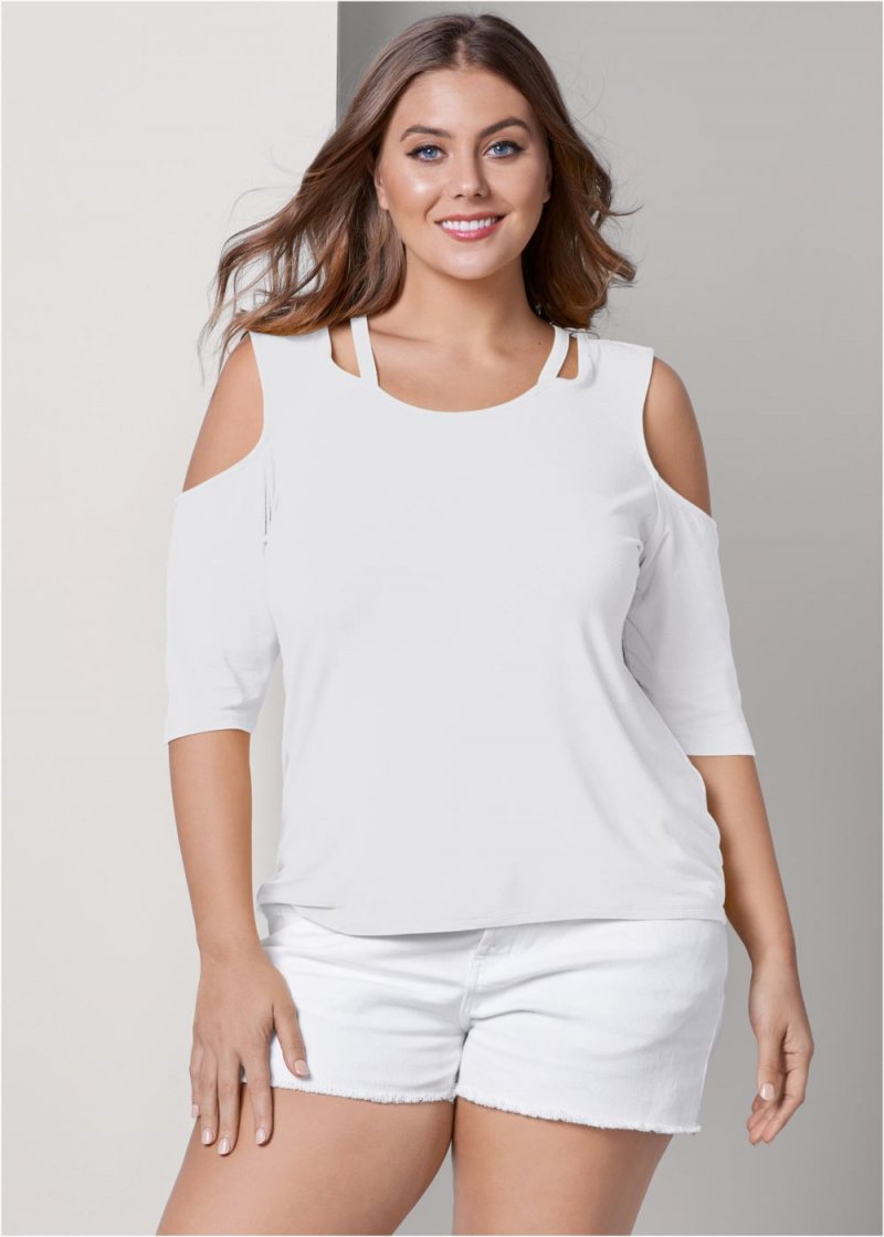 Venus White Strappy Cold-Shoulder Top