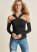 Venus Cold-Shoulder Long Sleeve Top in Black