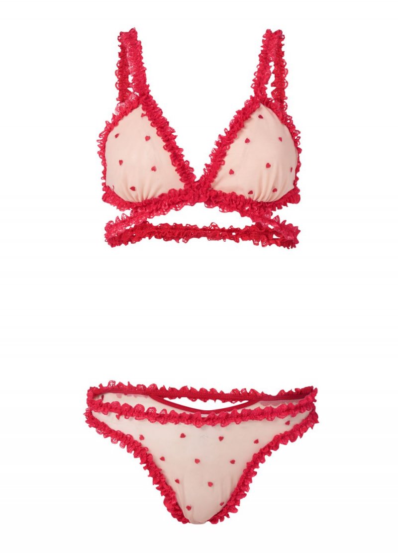 Venus Heart Multi RUFFLE TRIM BRA AND PANTY