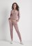 Venus Plus Size Striped Velour Pant Set in Light Pink