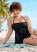 Venus Plus Size Flowing Bandeau Tankini Top Bikini - Black Beauty