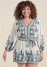 Venus Plus Size Paisley Print Linen Romper in White Multi