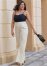 Venus Plus Size Pleated Wide Leg Pants in Off White