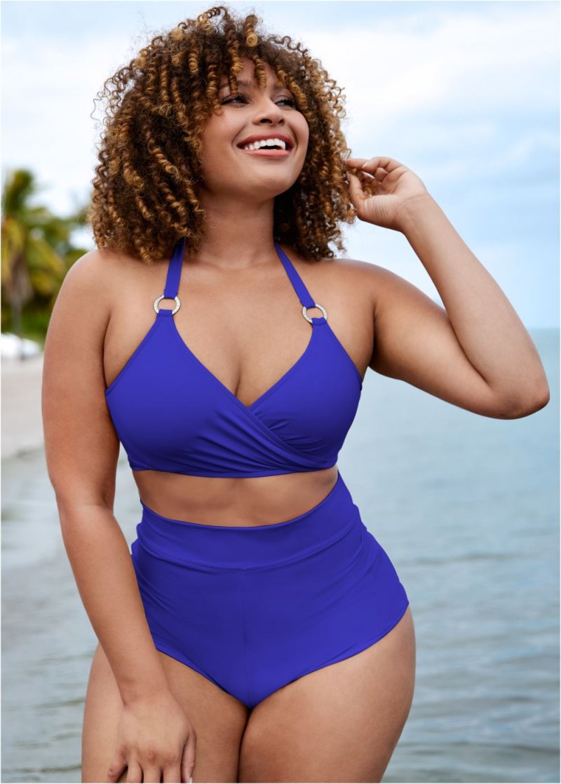 Venus Plus Size Underwire Wrap Top Bikini - Cobalt Blue