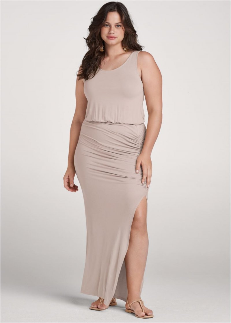 Venus Plus Size Ruched Maxi Dress