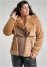 Venus Faux-Fur Side Zip Coat in Tan