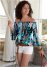 Venus Off-Shoulder Printed Top in Blue Multi