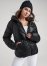 Venus Faux-Leather Puffer With Hood in Black