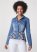 Venus Daisy Peplum Jean Jacket in Denim Blue