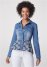 Venus Daisy Peplum Jean Jacket in Denim Blue