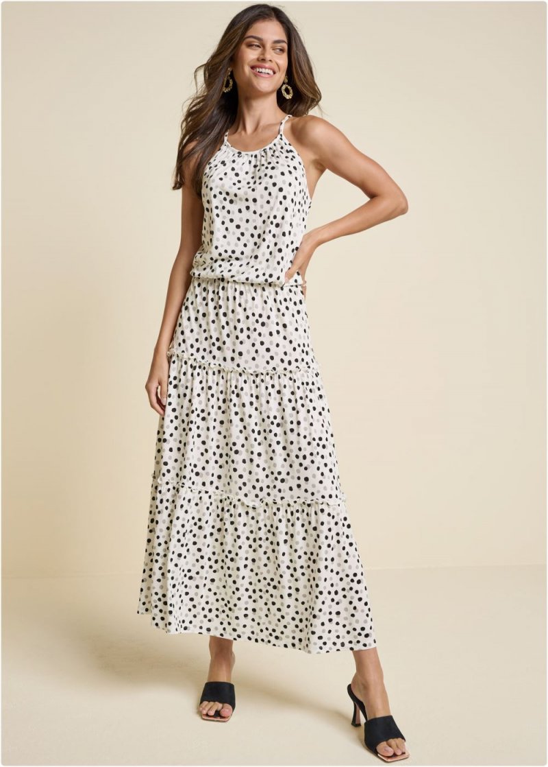 Venus Plus Size Polka Dot Maxi Dress