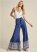 Venus Linen Border Print Pants in Navy Multi