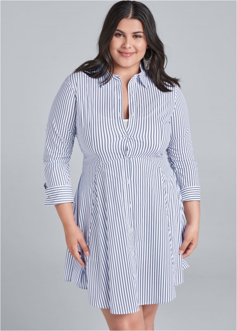 Venus Plus Size Collared Shirt Dress