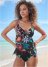 Venus Plus Size Sharkbite Hem Tankini Top Bikini - Moonlit Florals