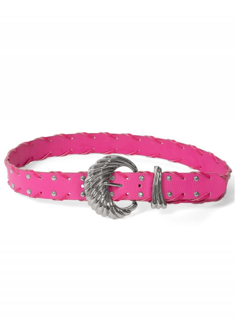 Venus Aurora Studded Woven Belt in Pink