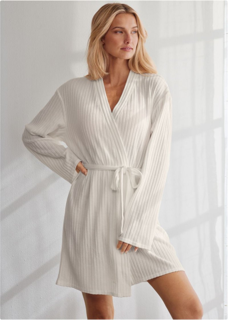 Venus White Multi COZY ROBE