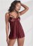 Venus Burgundy EMBROIDERED BABYDOLL SET